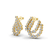 Halo Lab Grown Diamond Earring Hoops 14K Fine Gold 1.80Ct