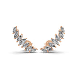 Seven Stone Marquise Cut Lab Grown Diamond 0.92Ct 14K Fine Gold Ear Climber
