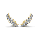Seven Stone Marquise Cut Lab Grown Diamond 0.92Ct 14K Fine Gold Ear Climber