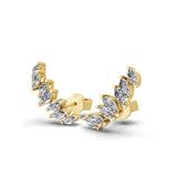 Seven Stone Marquise Cut Lab Grown Diamond 0.92Ct 14K Fine Gold Ear Climber