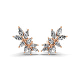 Navette Cluster Stud Earring Lab Grown Diamond 1.16Ct 14K Fine Gold