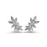 Navette Cluster Stud Earring Lab Grown Diamond 1.16Ct 14K Fine Gold