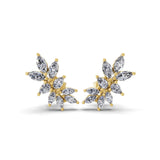 Navette Cluster Stud Earring Lab Grown Diamond 1.16Ct 14K Fine Gold