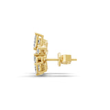 Navette Cluster Stud Earring Lab Grown Diamond 1.16Ct 14K Fine Gold