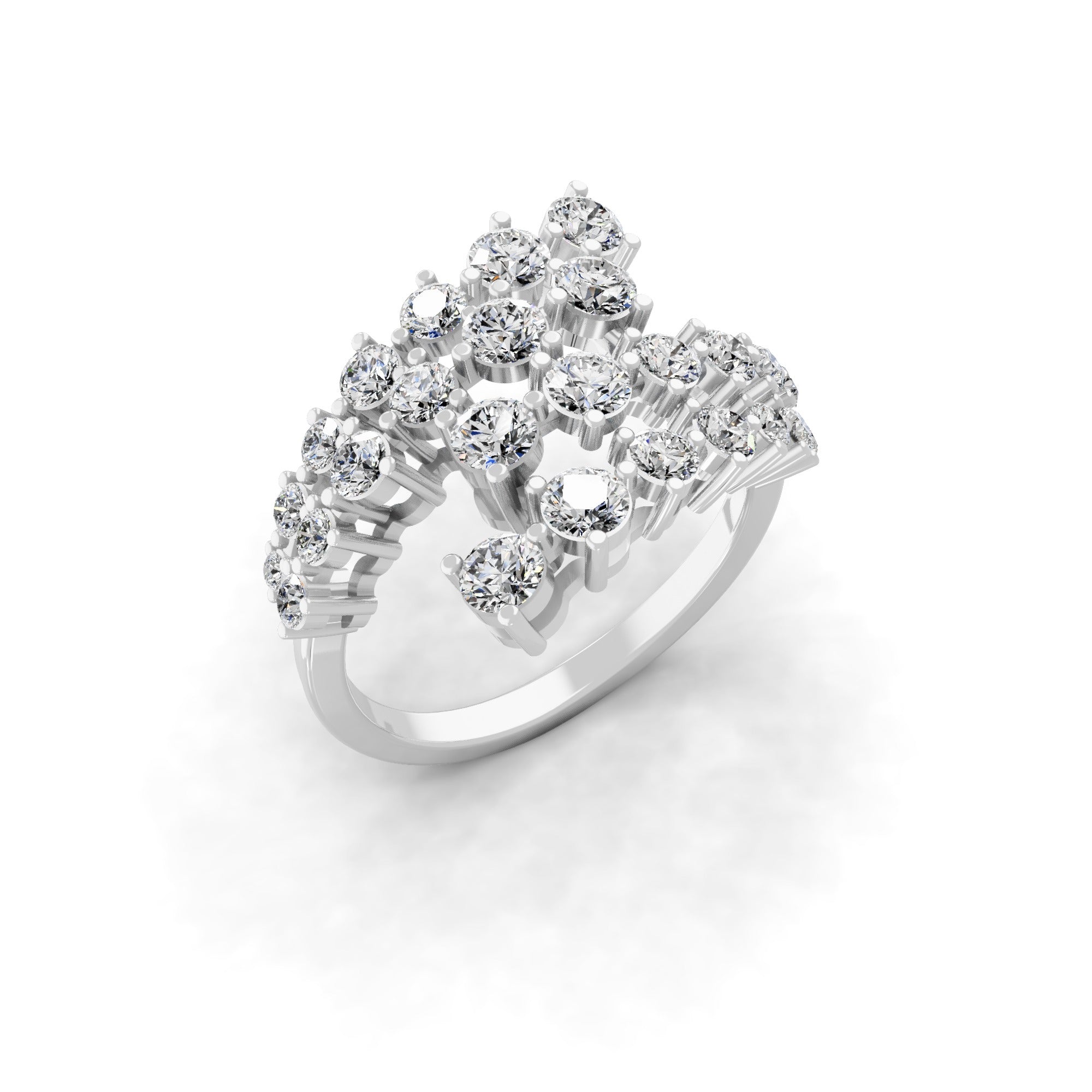 Cluster Bypass Lab Grown Diamond Ring 1.63Ct 14K Fine Gold