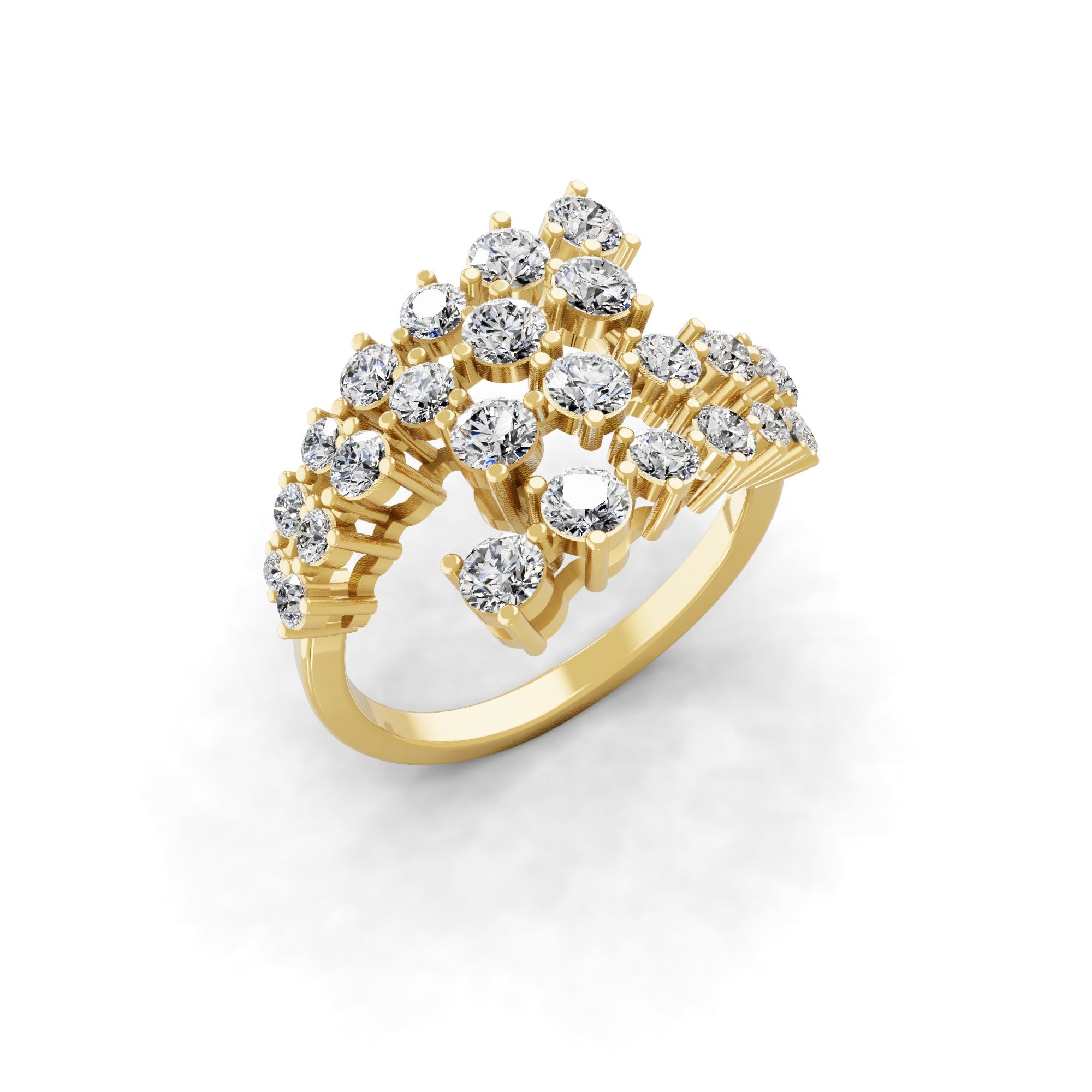Cluster Bypass Lab Grown Diamond Ring 1.63Ct 14K Fine Gold