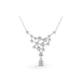 Lab Grown Diamond Cluster Necklace 1.01Ct Round Cut 14K Fine Gold