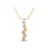 14K Fine Gold Halo Lab Grown Diamond Pendant Necklace 0.20Ct