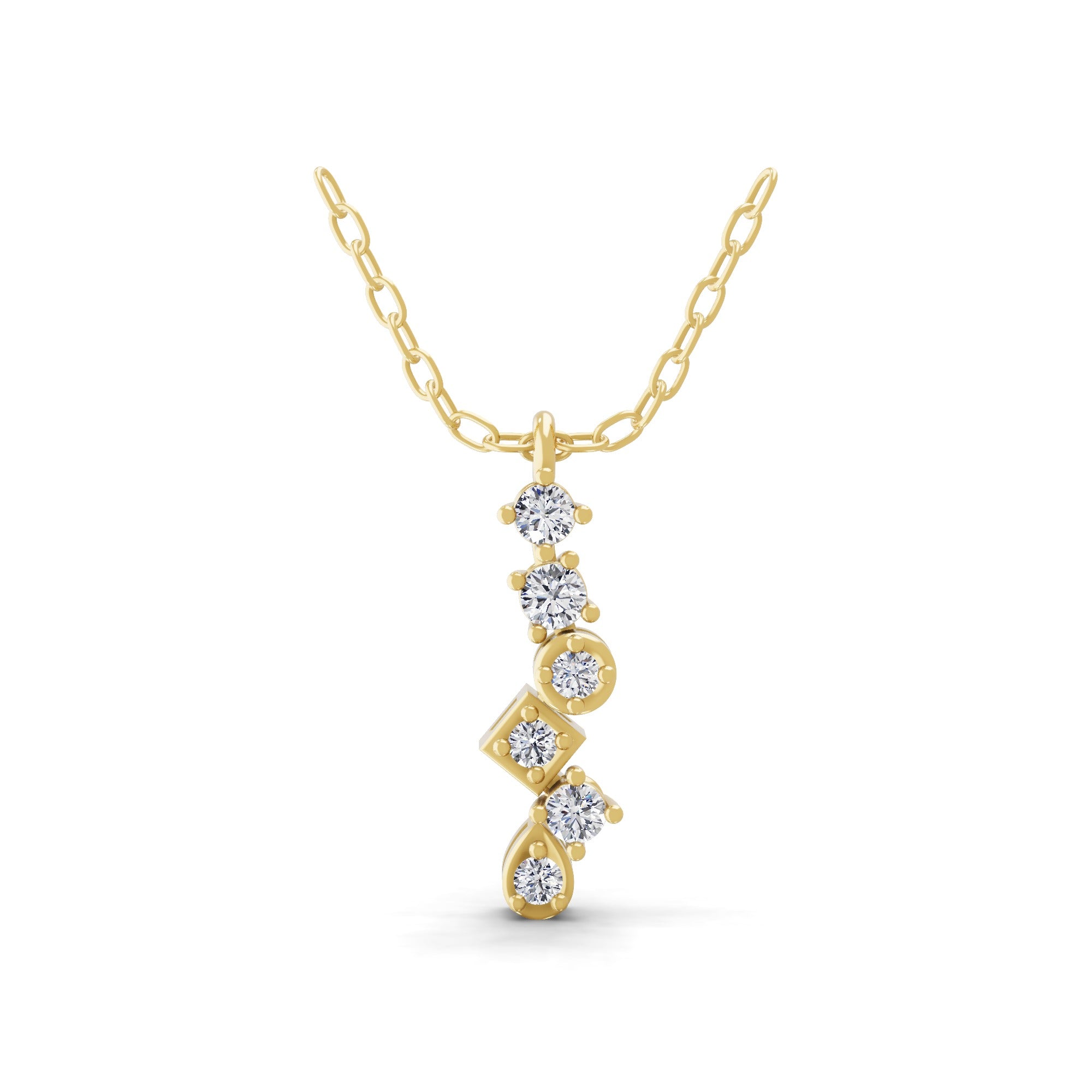 14K Fine Gold Halo Lab Grown Diamond Pendant Necklace 0.20Ct