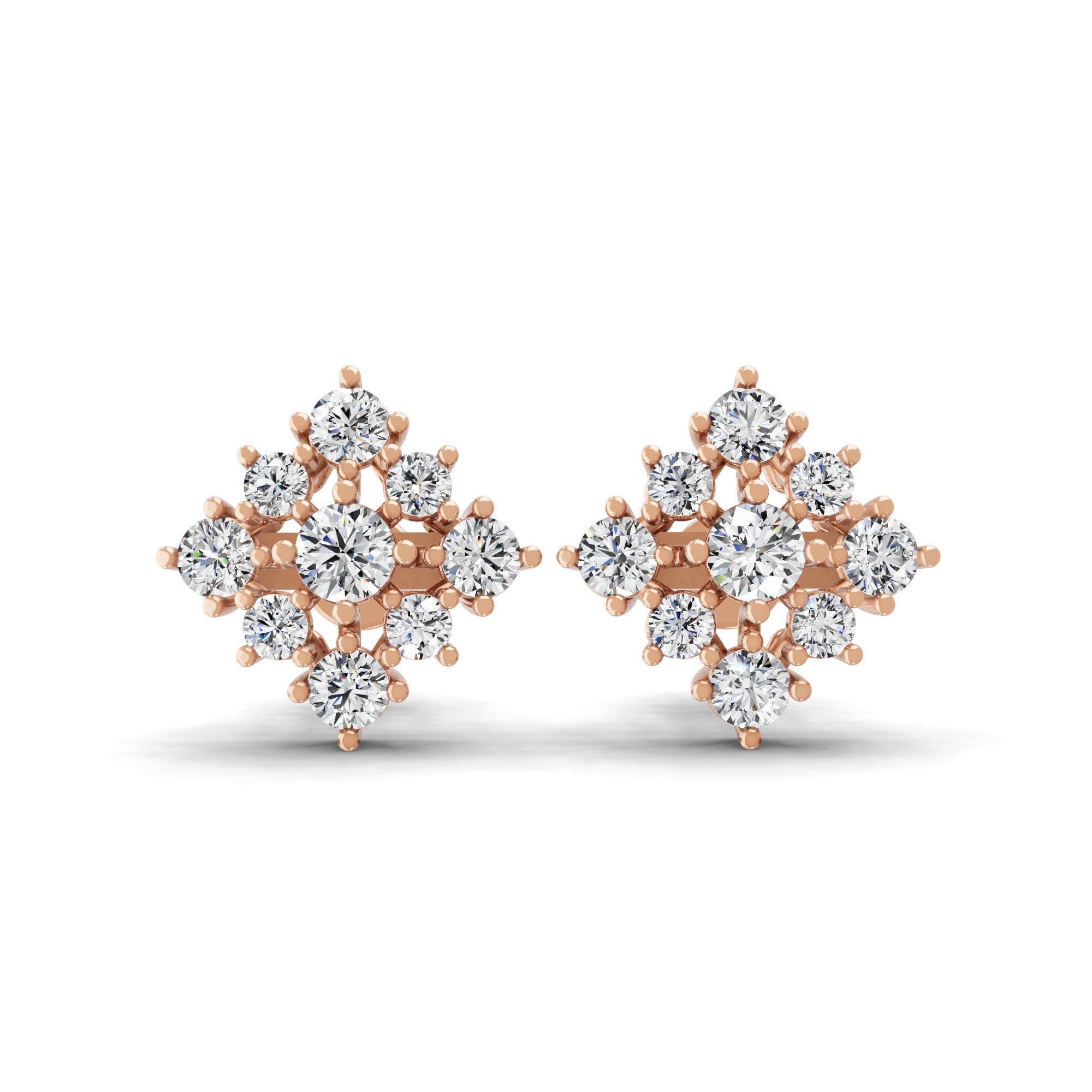 14K Fine Gold Flowery Snowflake Stud Earring 1.00Ct Lab Grown Diamond