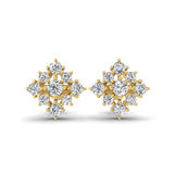 14K Fine Gold Flowery Snowflake Stud Earring 1.00Ct Lab Grown Diamond