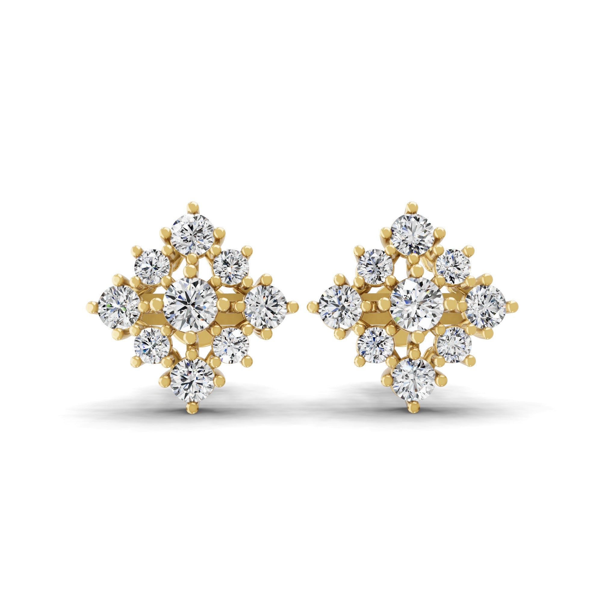 14K Fine Gold Flowery Snowflake Stud Earring 1.00Ct Lab Grown Diamond