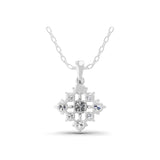 0.90Ct Cluster Pendant Necklace Round Cut Lab Grown Diamond 14K Fine Gold