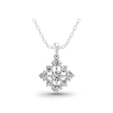 0.90Ct Cluster Pendant Necklace Round Cut Lab Grown Diamond 14K Fine Gold