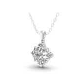 0.90Ct Cluster Pendant Necklace Round Cut Lab Grown Diamond 14K Fine Gold