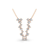 Round Cut Cluster Chain Necklace Lab Grown Diamond 1.27Ct 14K Fine Gold