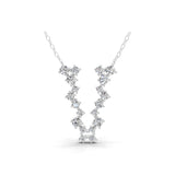 Round Cut Cluster Chain Necklace Lab Grown Diamond 1.27Ct 14K Fine Gold