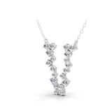 Round Cut Cluster Chain Necklace Lab Grown Diamond 1.27Ct 14K Fine Gold