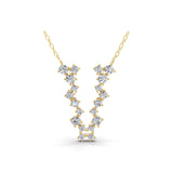 Round Cut Cluster Chain Necklace Lab Grown Diamond 1.27Ct 14K Fine Gold