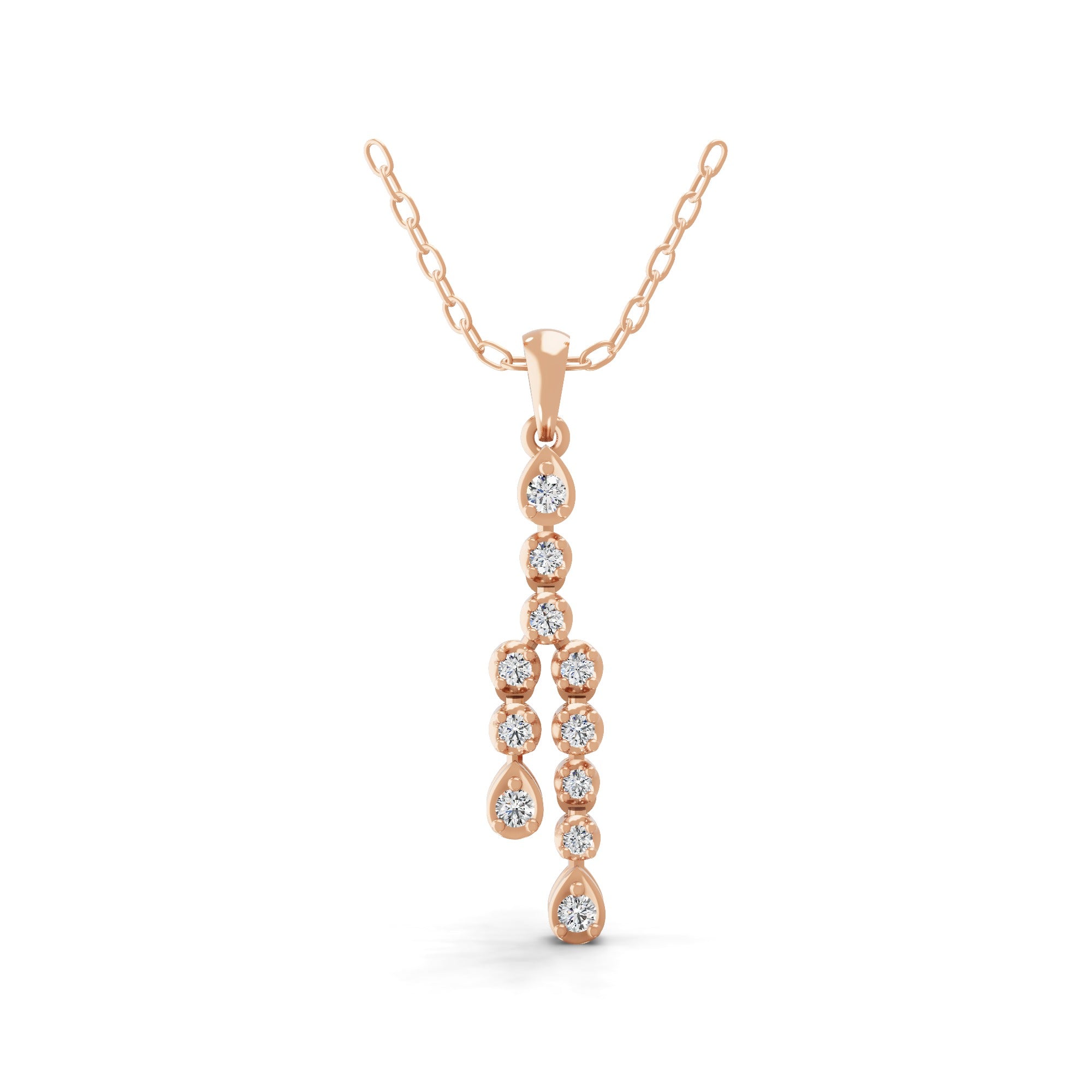 Round Cut 0.27Ct Lab Grown Diamond Pendant Necklace 14K Fine Gold