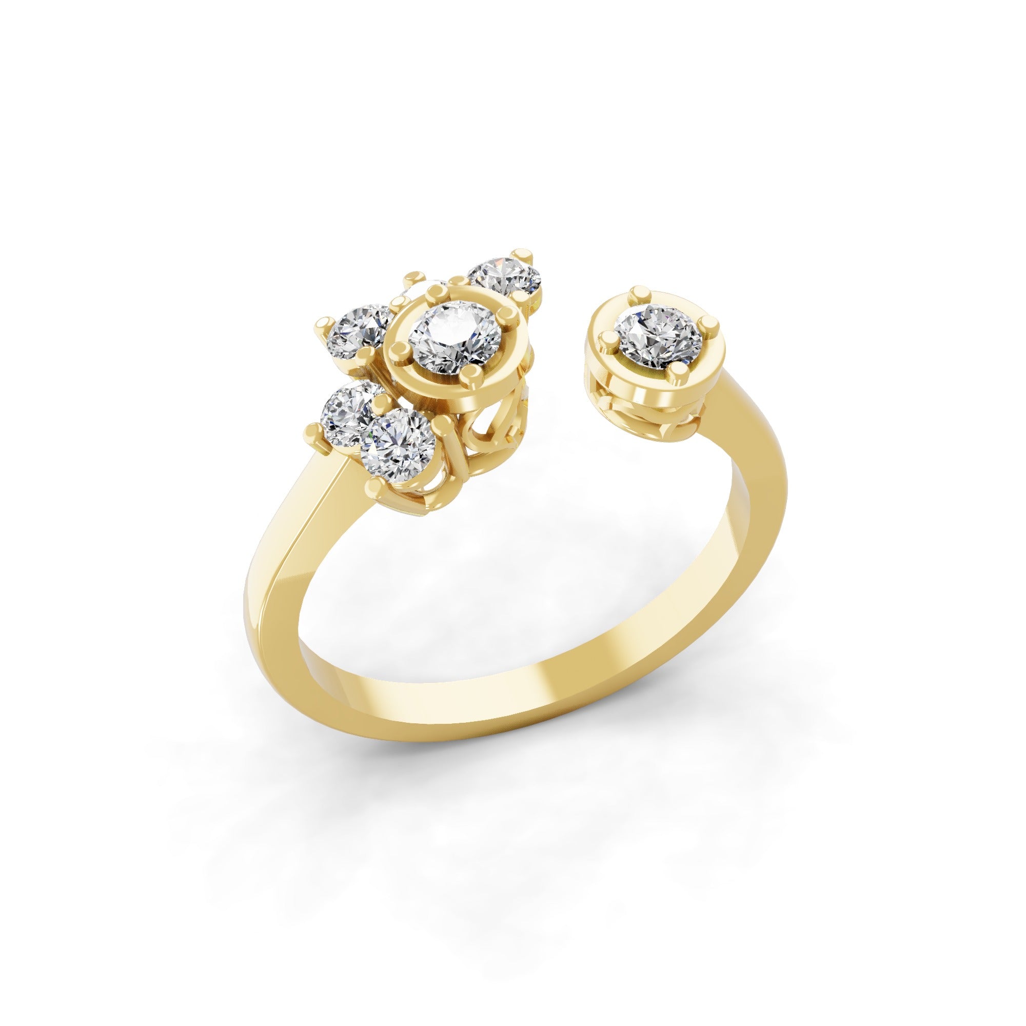 Open Shank Lab Grown Diamond Ring 14k Fine Gold 0.53Ct
