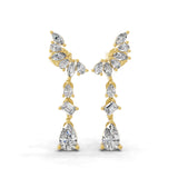 Lab Grown Diamond 1.41Ct Multi Shaped 14K Fine Gold Cluster Drop Dangle Earrings