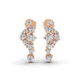 14K Fine Gold Round Cut Lab Grown Diamond Dangle Drop Earrings 0.55Ct