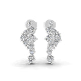 14K Fine Gold Round Cut Lab Grown Diamond Dangle Drop Earrings 0.55Ct