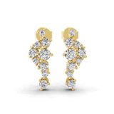 14K Fine Gold Round Cut Lab Grown Diamond Dangle Drop Earrings 0.55Ct