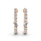Marquise and Pear Cut Half Hoop Earrings 14K Gold Lab Grown Diamond 0.72Ct