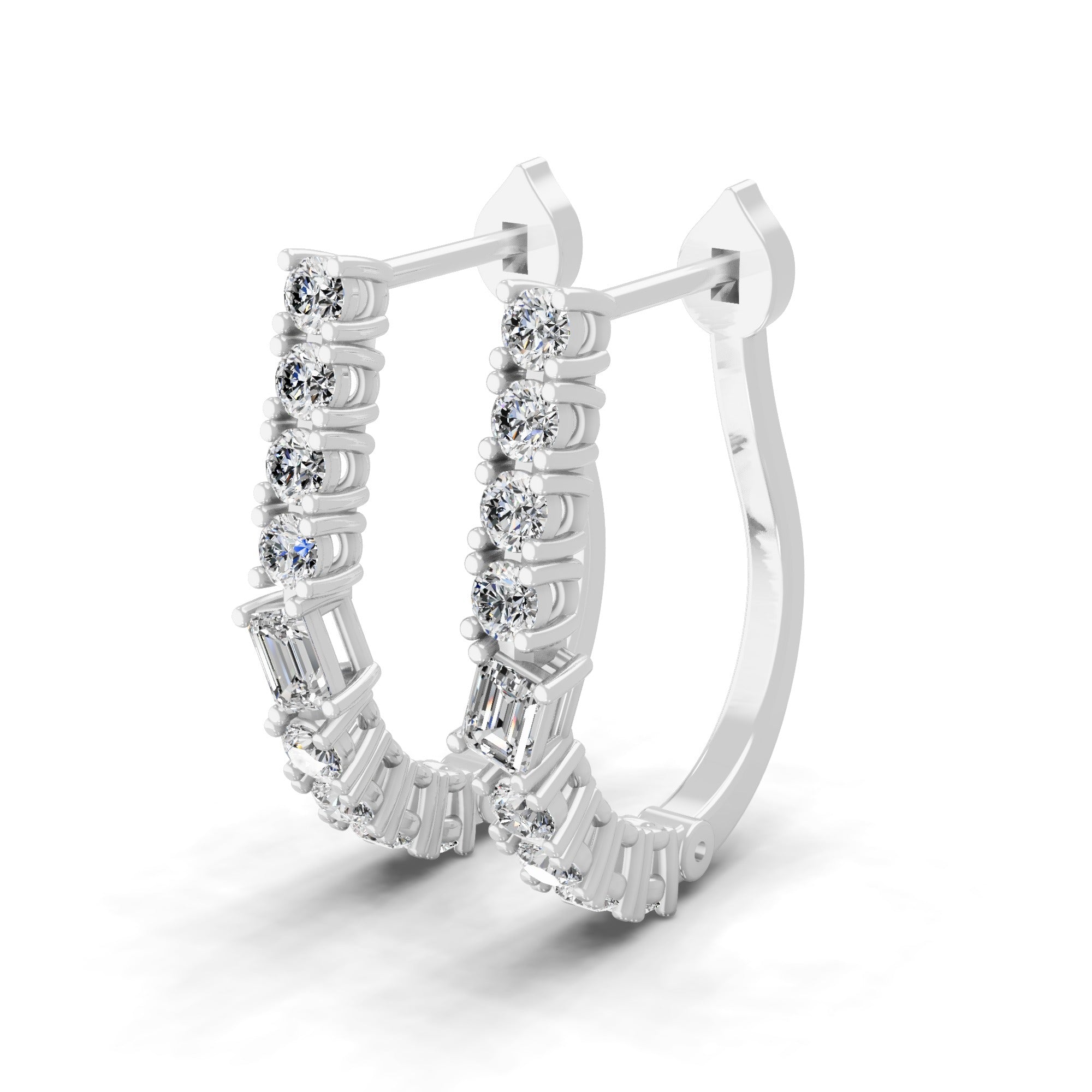 Marquise and Pear Cut Half Hoop Earrings 14K Gold Lab Grown Diamond 0.72Ct