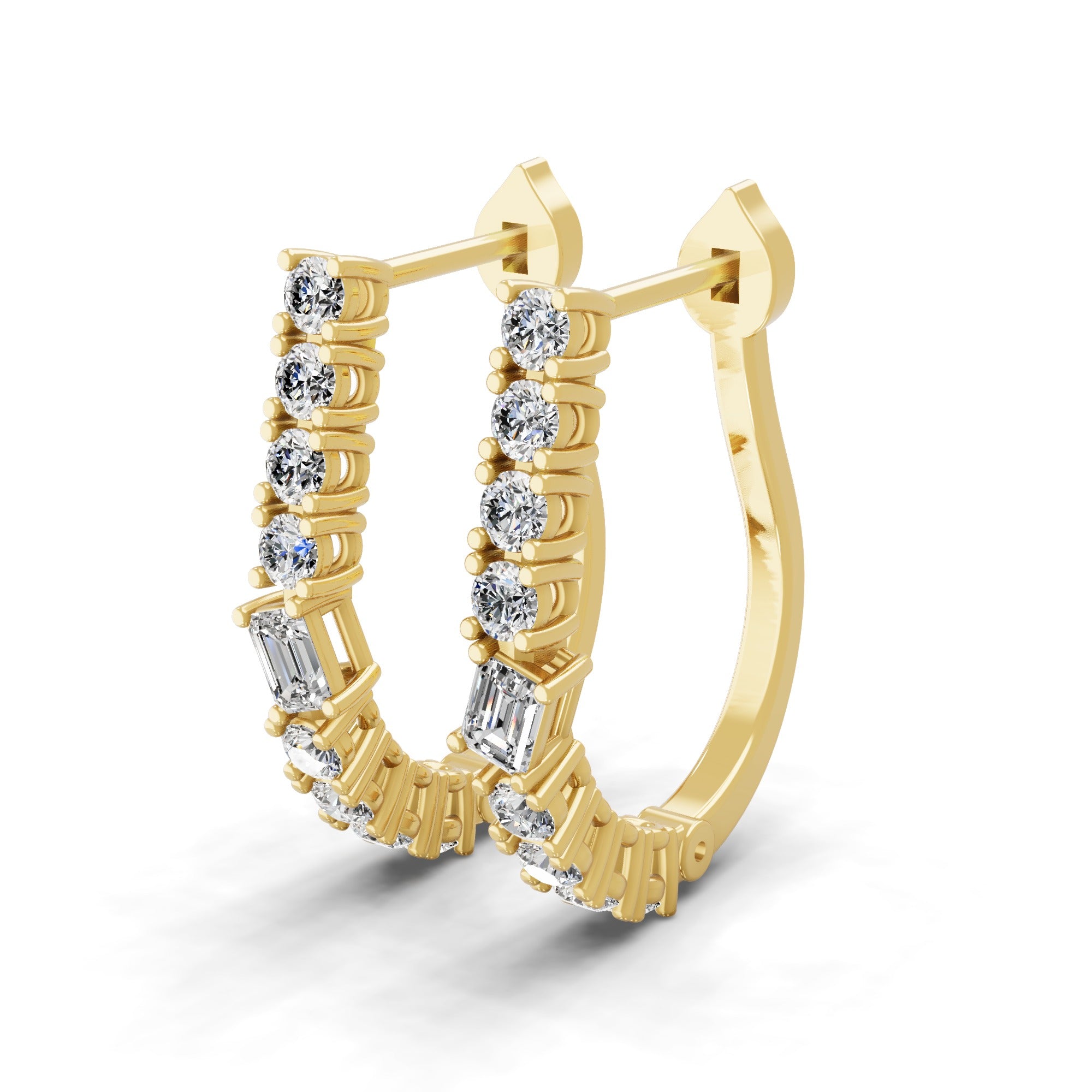 Marquise and Pear Cut Half Hoop Earrings 14K Gold Lab Grown Diamond 0.72Ct