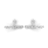 Baguette and Princess Cut Ear Climber Gold Earrings Lab Grown Diamond 0.90Ct