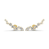 Baguette and Princess Cut Ear Climber Gold Earrings Lab Grown Diamond 0.90Ct