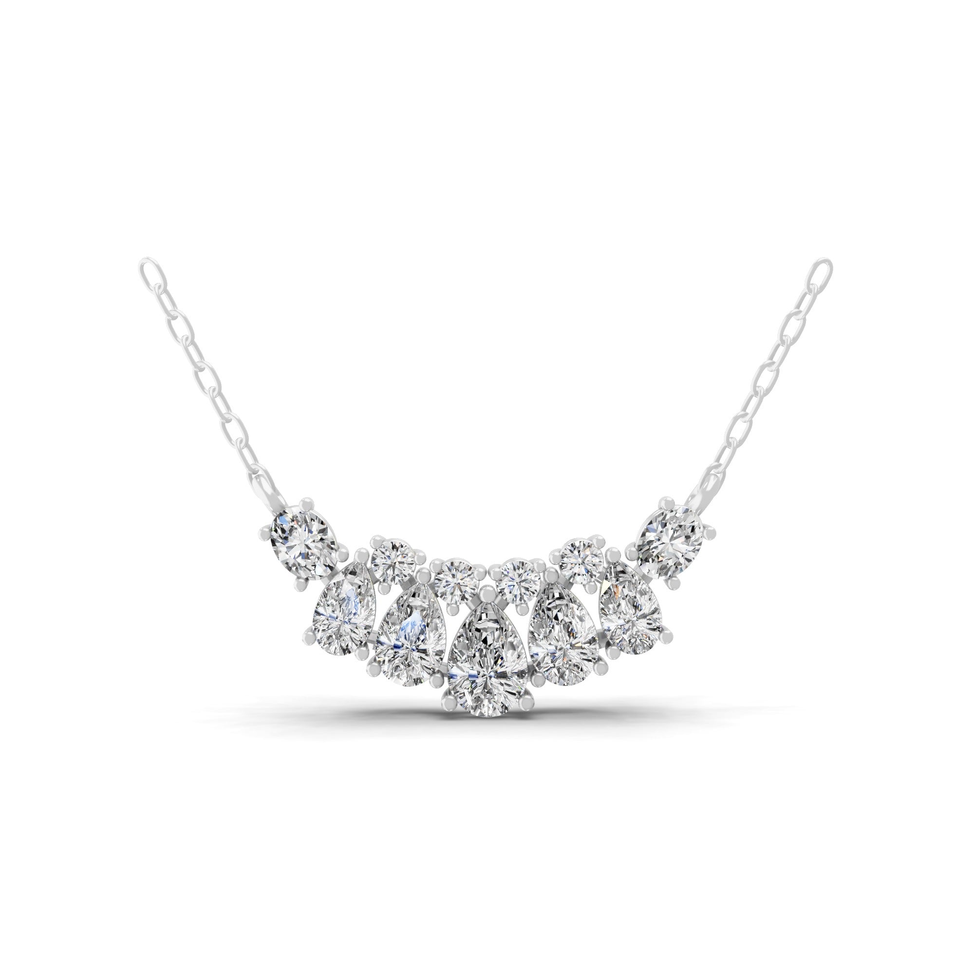 Wreath Style Pendant Chain Necklace 14K Fine Gold Lab Grown Diamond