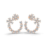 Crescent Shaped Cluster Dangle Earrings 14K Fine Gold 2.96Ct Lab Grown Diamond