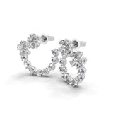 Crescent Shaped Cluster Dangle Earrings 14K Fine Gold 2.96Ct Lab Grown Diamond