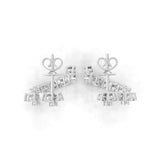Crescent Shaped Cluster Dangle Earrings 14K Fine Gold 2.96Ct Lab Grown Diamond
