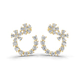 Crescent Shaped Cluster Dangle Earrings 14K Fine Gold 2.96Ct Lab Grown Diamond