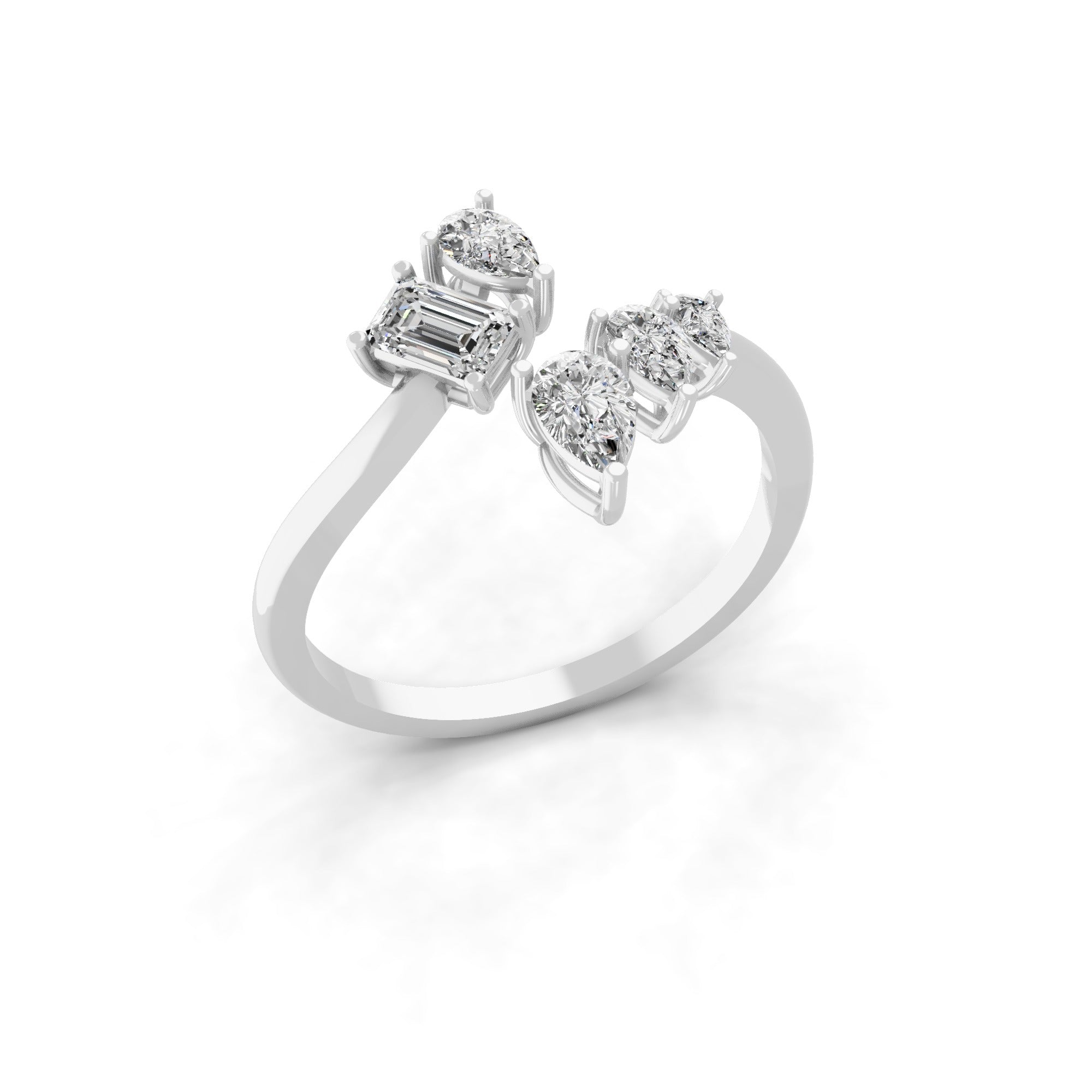 Emerald & Pear Promise Ring 14K Gold Lab Grown Diamond 0.79Ct