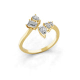 Emerald & Pear Promise Ring 14K Gold Lab Grown Diamond 0.79Ct