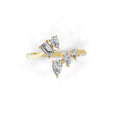 Emerald & Pear Promise Ring 14K Gold Lab Grown Diamond 0.79Ct