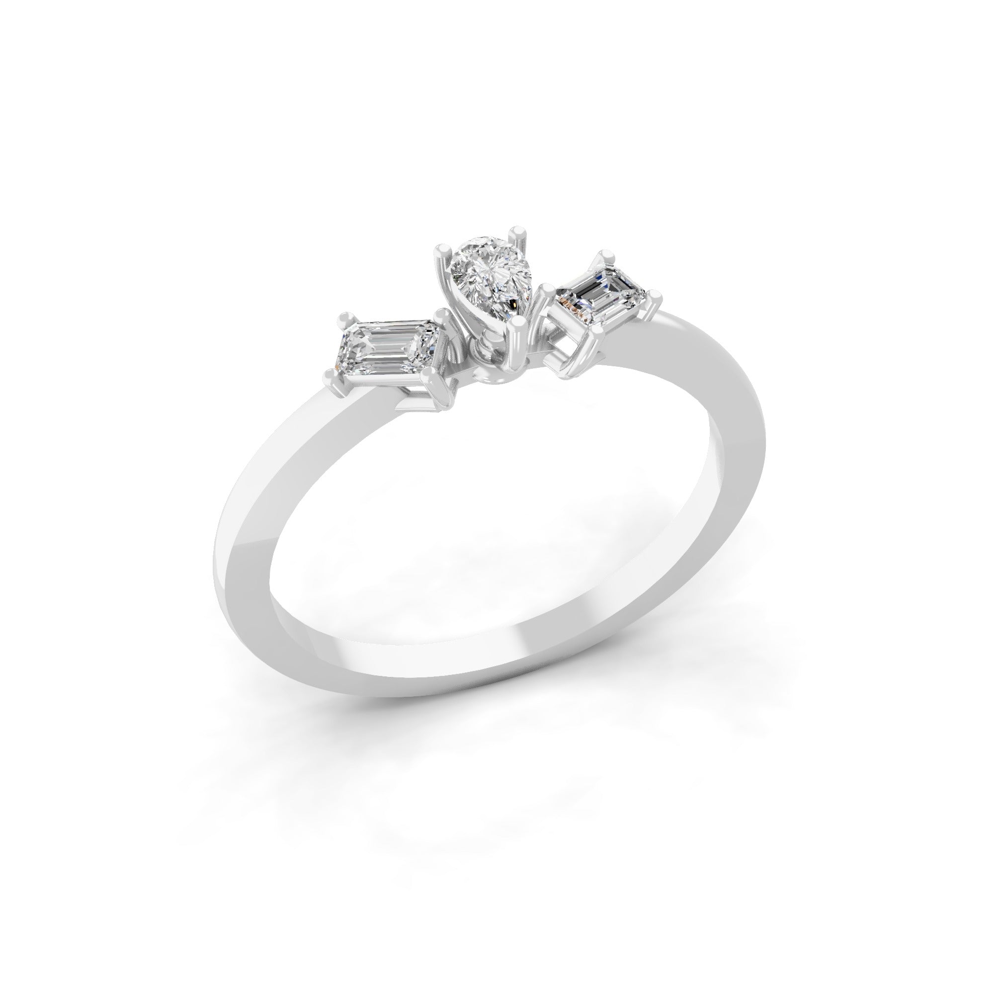 Emerald Cut and Pear Cut Minimalist Ring Lab Grown Diamond 0.49Ct