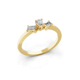 Emerald Cut and Pear Cut Minimalist Ring Lab Grown Diamond 0.49Ct