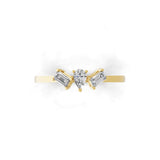 Emerald Cut and Pear Cut Minimalist Ring Lab Grown Diamond 0.49Ct
