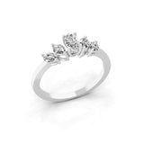 Marquise Oval Cut Five Stone Lab Grown 0.72Ct Diamond Band ring 14K Fine Gold