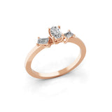 Three Stone Minimalist Ring Lab Grown Diamond 14K Fine Gold 0.80Ct
