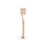Three Stone Minimalist Ring Lab Grown Diamond 14K Fine Gold 0.80Ct