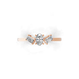 Three Stone Minimalist Ring Lab Grown Diamond 14K Fine Gold 0.80Ct