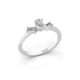 Three Stone Minimalist Ring Lab Grown Diamond 14K Fine Gold 0.80Ct